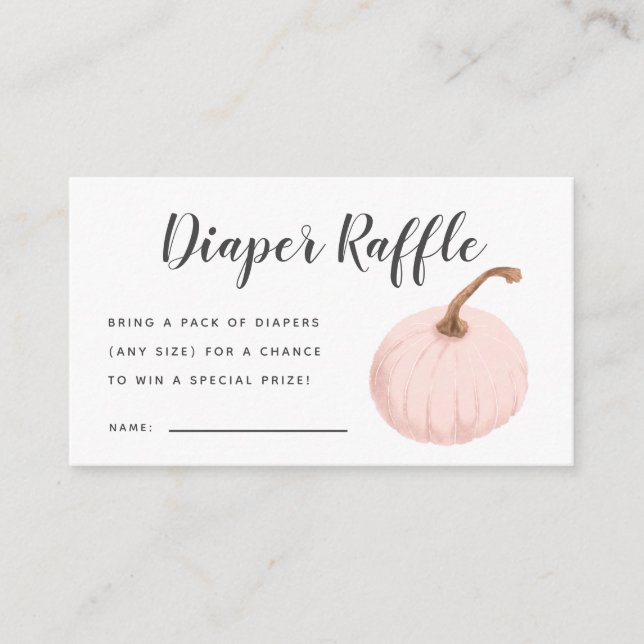 Pink Pumpkin Baby Duschkabine Windelwanne Raffle T Begleitkarte (Vorderseite)