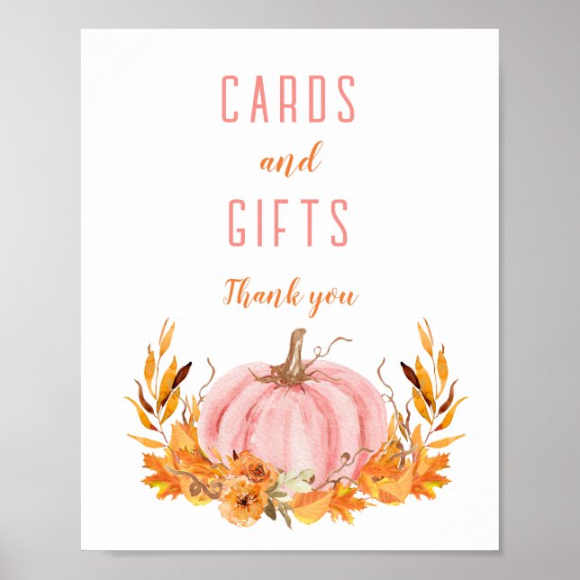 Pink Pumpkin Baby Duschkarten Schild (Vorne)