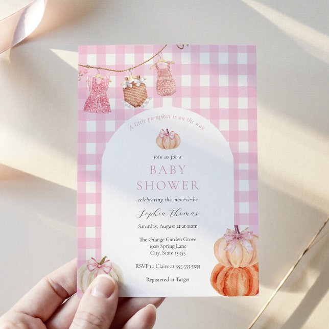 Pink Pumpkin Baby Girl Shower Arch Einladung (Von Creator hochgeladen)