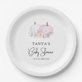 Pink Pumpkin Baby Shower Plate Pappteller