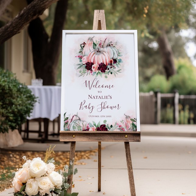 Pink Pumpkin Baby Shower Welcome Sign Poster (Von Creator hochgeladen)