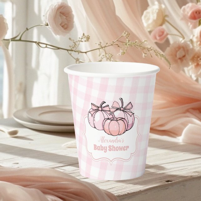 Pink Pumpkin Bow Girl Baby Dusche Pappbecher (Von Creator hochgeladen)