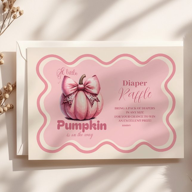 Pink Pumpkin Bow Girl Babydusche Raffle Diapper Begleitkarte (Von Creator hochgeladen)
