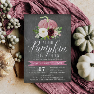 Pink Pumpkin Chalkboard Babydusche Einladung