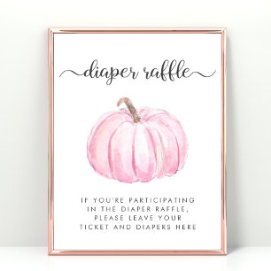 Pink Pumpkin Diaper Raffle Baby Duschgame Poster