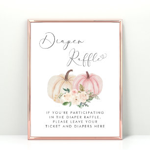 Pink Pumpkin Diaper Raffle Baby Girl Dusche Poster