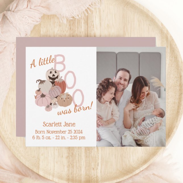Pink Pumpkin Fall Baby Girl Birth Ankündigung (Von Creator hochgeladen)