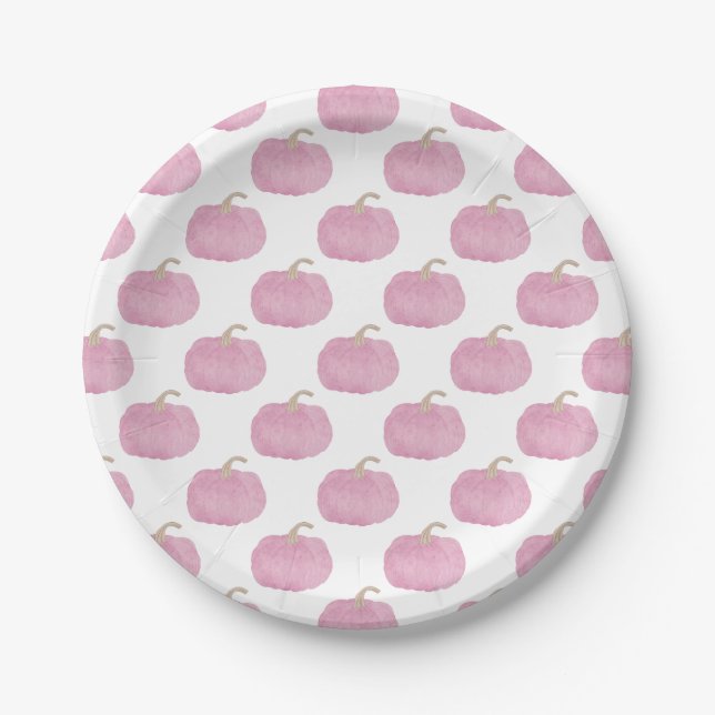 Pink Pumpkin Fall Babydusche Teller (Vorderseite)