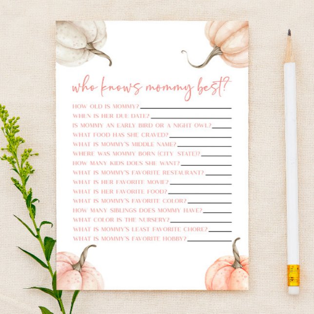 Pink Pumpkin Fall, der Mommy Baby Shower Game kenn (Von Creator hochgeladen)