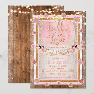 Pink Pumpkin Fall in Liebe Rustikales Brautparty Einladung