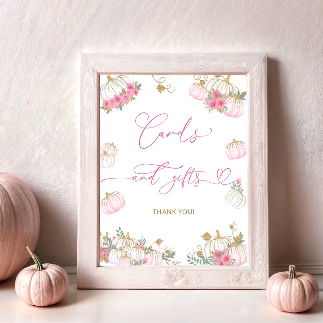 Pink Pumpkin Floral Baby Duschkarten und Geschenke Poster (Von Creator hochgeladen)