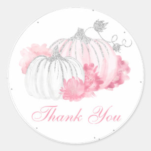 Pink Pumpkin Floral Baby Girl Dusche Danke Runder Aufkleber