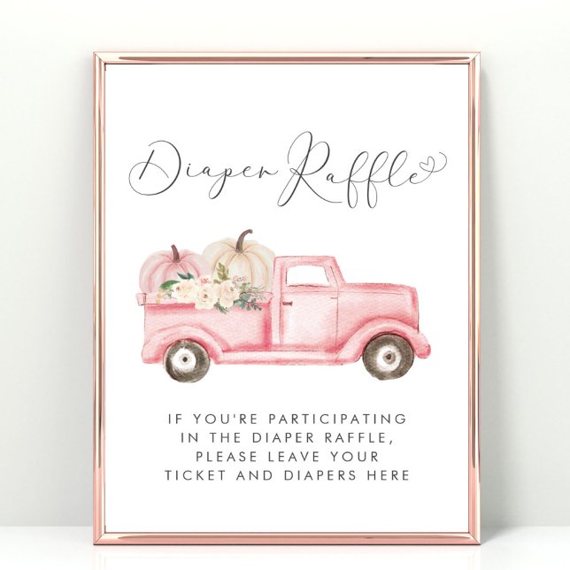 Pink Pumpkin Floral Diaper Raffle Baby Girl Dusche Poster (Von Creator hochgeladen)