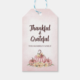 Pink Pumpkin Floral Erntedank Geschenkanhänger