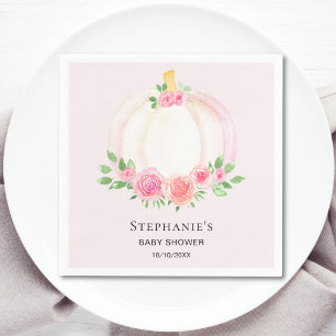 Pink Pumpkin Floral Girl's Baby Shower Serviette