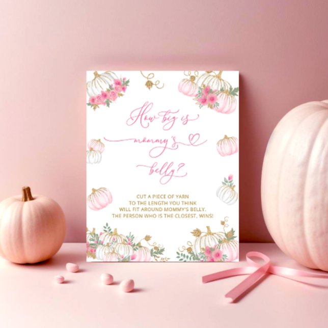 Pink Pumpkin Floral Wie groß ist Mama's Bauch Poster (Von Creator hochgeladen)