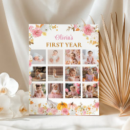 Pink Pumpkin Foto Meilenstein-Poster für das erste Poster