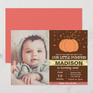 Pink Pumpkin Geburtstag Einladung mit Foto