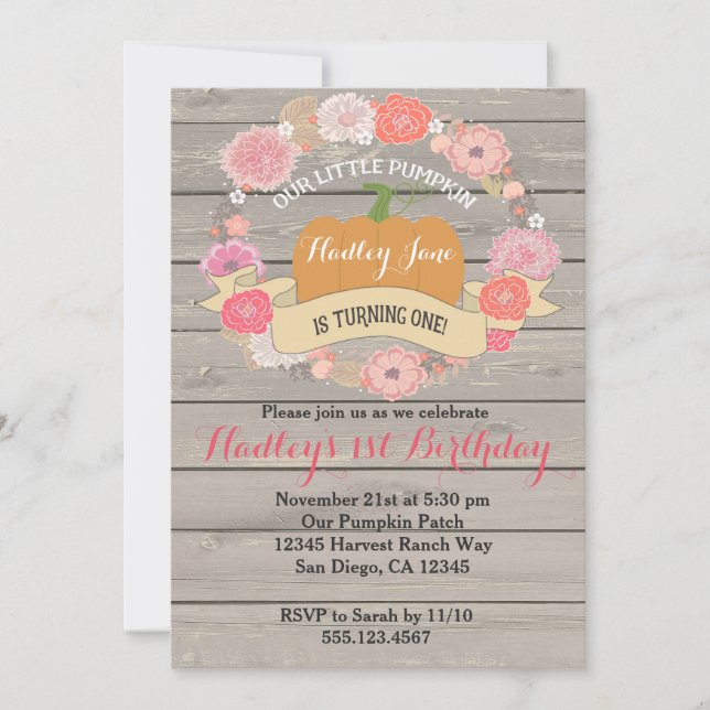 Pink Pumpkin Geburtstagsparty Einladung (Vorderseite)