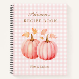 Pink Pumpkin Gingham Bäckerei Rezept Notizbuch