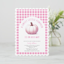 Pink Pumpkin Gingham Kariert Baby Girl Baby Dusche Einladung