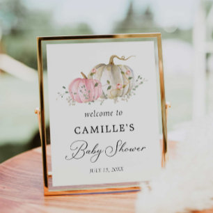 Pink Pumpkin Girl Babydusche Begrüßungszeichen Poster