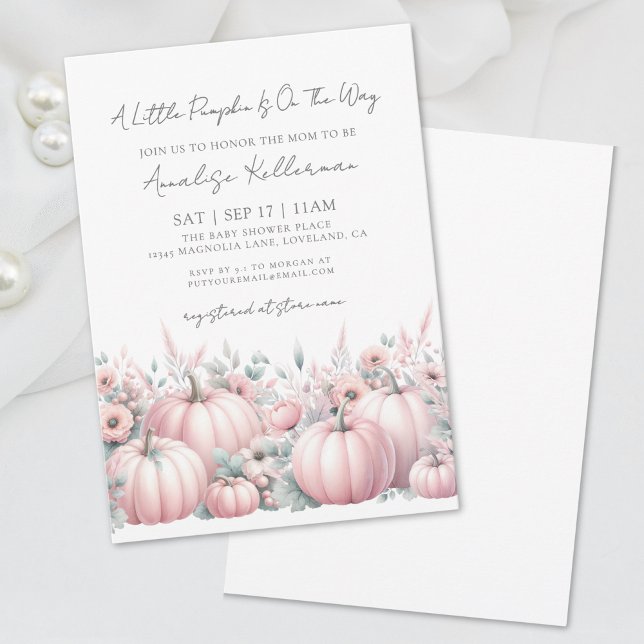 Pink Pumpkin Girl Fall Baby Dusche Einladung (Pink Pumpkin Girl Fall Baby Shower Invitation)