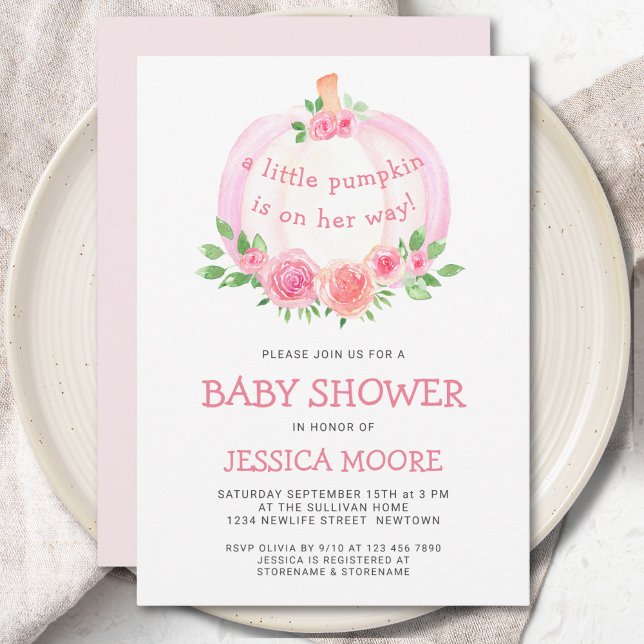 Pink Pumpkin Girl's Baby Shower Einladung (Von Creator hochgeladen)
