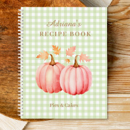 Pink Pumpkin Green Gingham Bäckerei Rezept Notizbuch