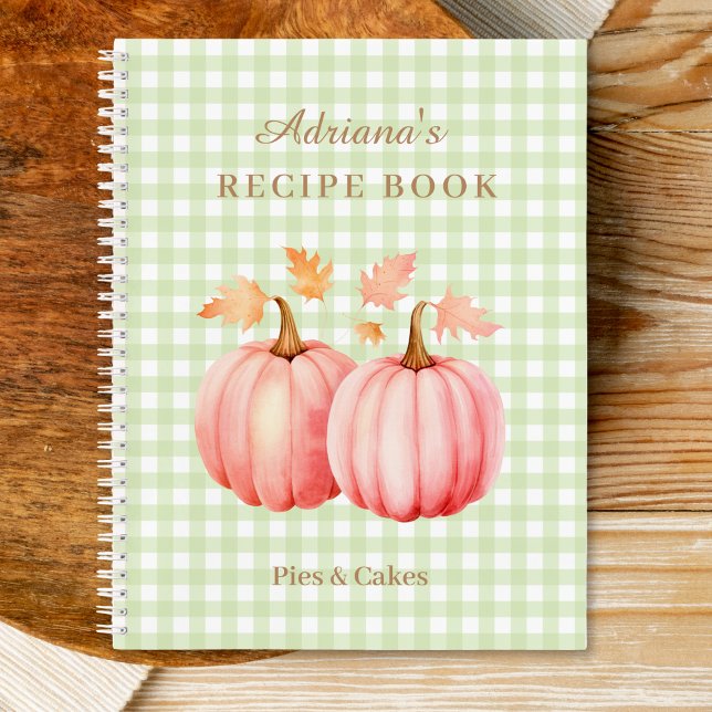 Pink Pumpkin Green Gingham Bäckerei Rezept Notizbuch (Pink Pumpkin and green gingham bakery recipe )