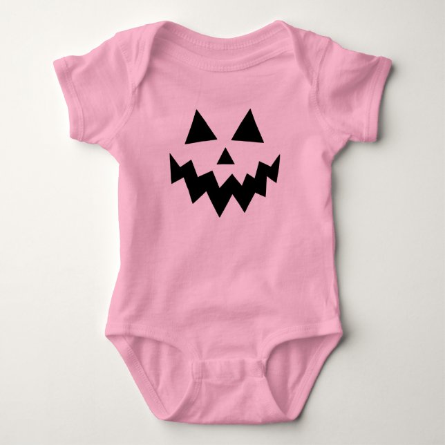 Pink Pumpkin Halloween-Kürbislaterne Baby Strampler (Vorderseite)