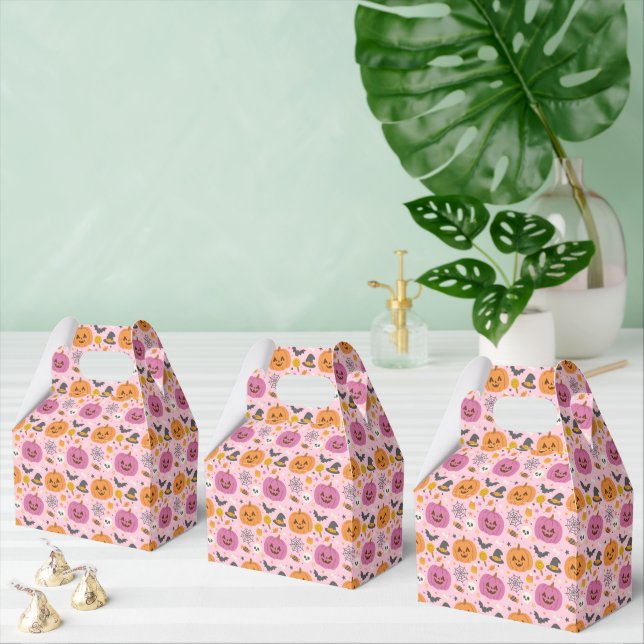Pink Pumpkin Halloween Pattern Gefälligkasten Geschenkschachtel (Zahlreiche)