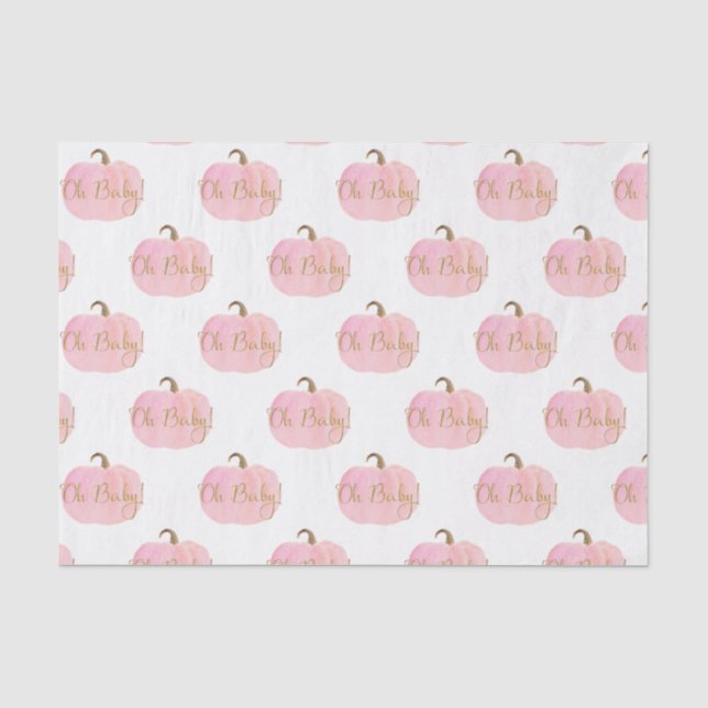 Pink Pumpkin Herbst Gold Oh Baby! Dusche Seidenpapier (Vorderseite)