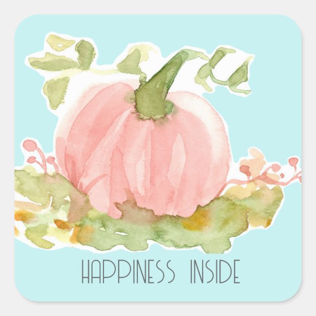 Pink Pumpkin Herbstglücken im Inneren Quadratischer Aufkleber (Vorderseite)