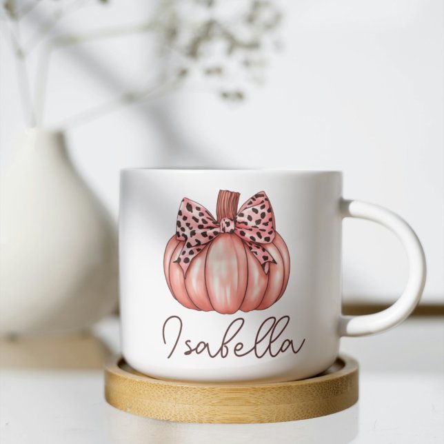 Pink Pumpkin Individuelle Name Herbst Kaffee Tasse (Von Creator hochgeladen)