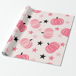 Pink Pumpkin-Muster mit Sternen Geschenkpapier