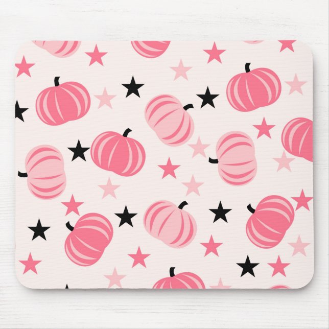 Pink Pumpkin-Muster mit Sternen Mousepad (Vorne)
