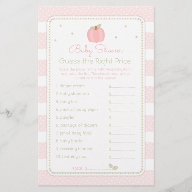 Pink Pumpkin rät das Price Baby Showspiel Flyer (Vorne)