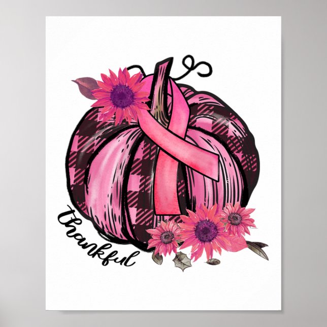 Pink Pumpkin Sonnenblumen Brustkrebs Bewusstsein G Poster (Vorne)