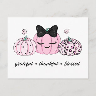 Pink Pumpkin Thanksgiving Postkarte