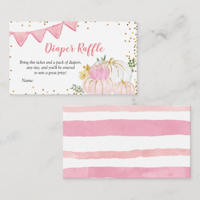 Pink Pumpkin Truck Diaper Raffekarte Begleitkarte (Vorne/Hinten)
