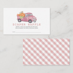 Pink Pumpkin Truck Gingham Diaper Raffle Ticket Begleitkarte