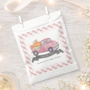 Pink Pumpkin Truck Gingham Girl Babydusche Geschenktütchen
