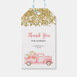 Pink Pumpkin Truck Gold Imitate Danke Tag Geschenkanhänger