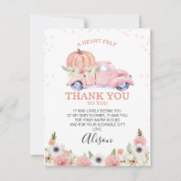 Pink Pumpkin Truck Kinderdusche Danke Karte