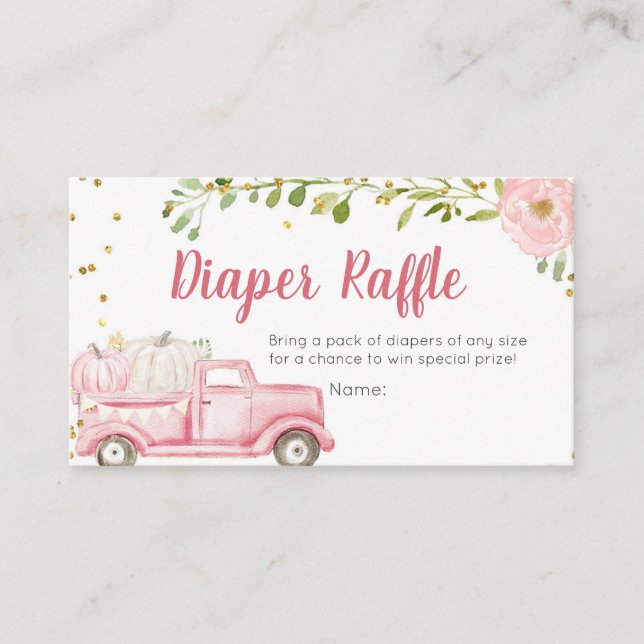 Pink Pumpkin Truck Kinderdusche Windelwaschkarte Begleitkarte (Vorderseite)