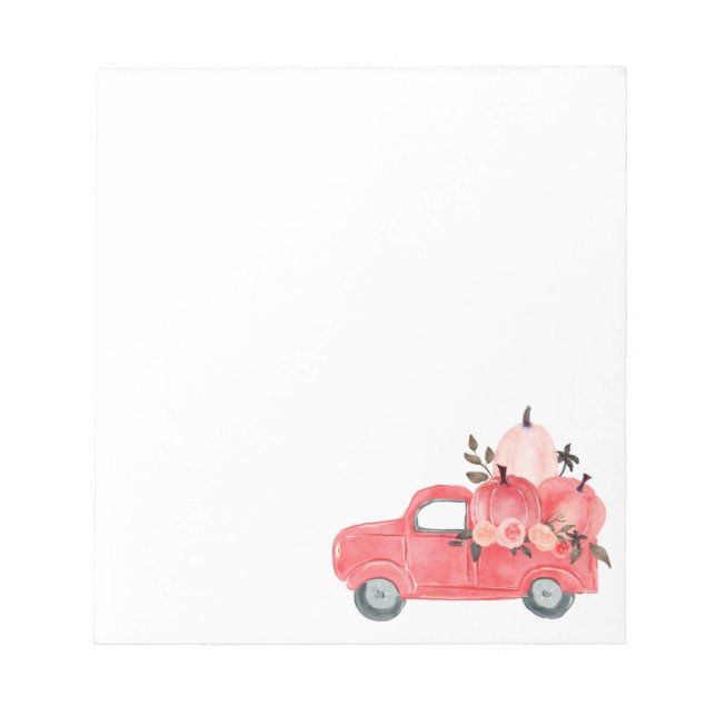 Pink Pumpkin Truck Rose Aquarell Notizblock (Vorderseite)