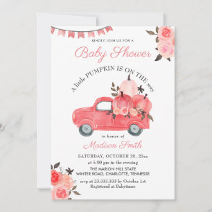 Pink Pumpkin Truck Rose Babydusche Einladung
