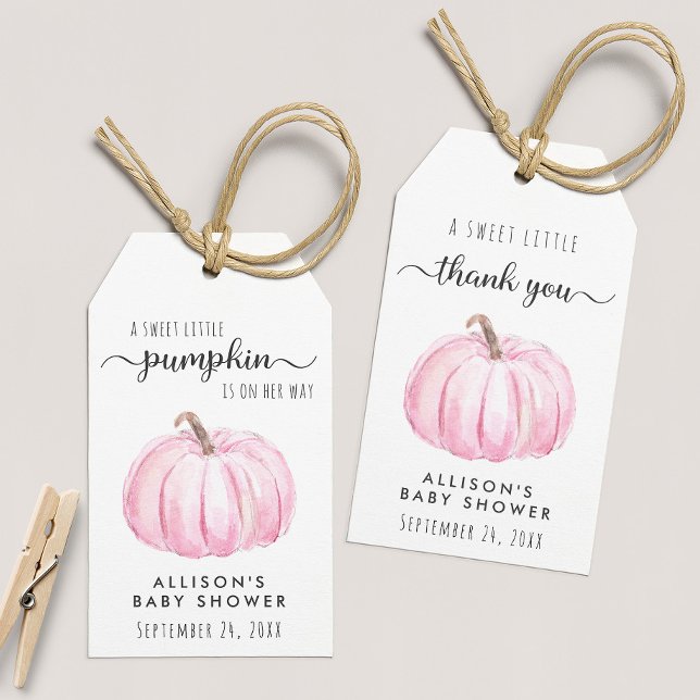 Pink Pumpkin Watercolor Baby Girl Dusche Vielen Da Geschenkanhänger (Von Creator hochgeladen)