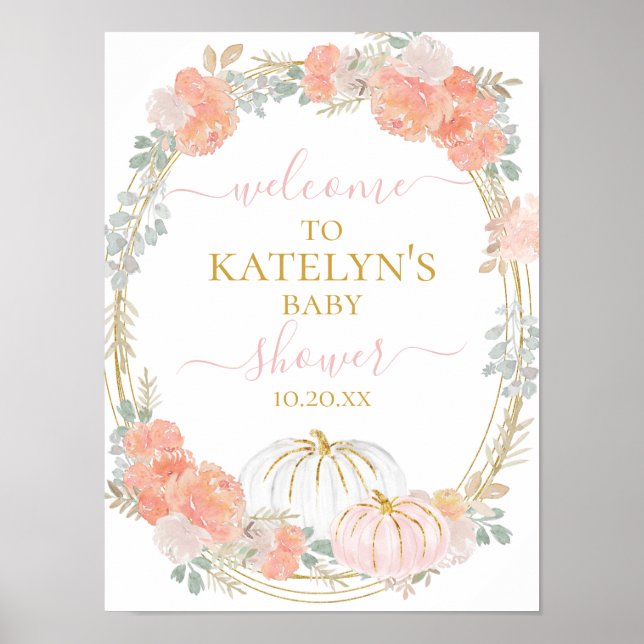 Pink Pumpkin Welcome Sign Poster (Vorne)